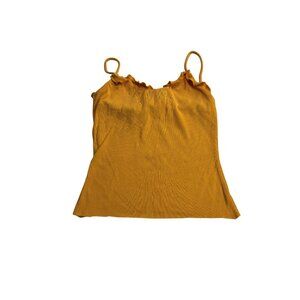 Wilfred Small Yellow Ribbed Camisole Tank Top With Ruffled Trim